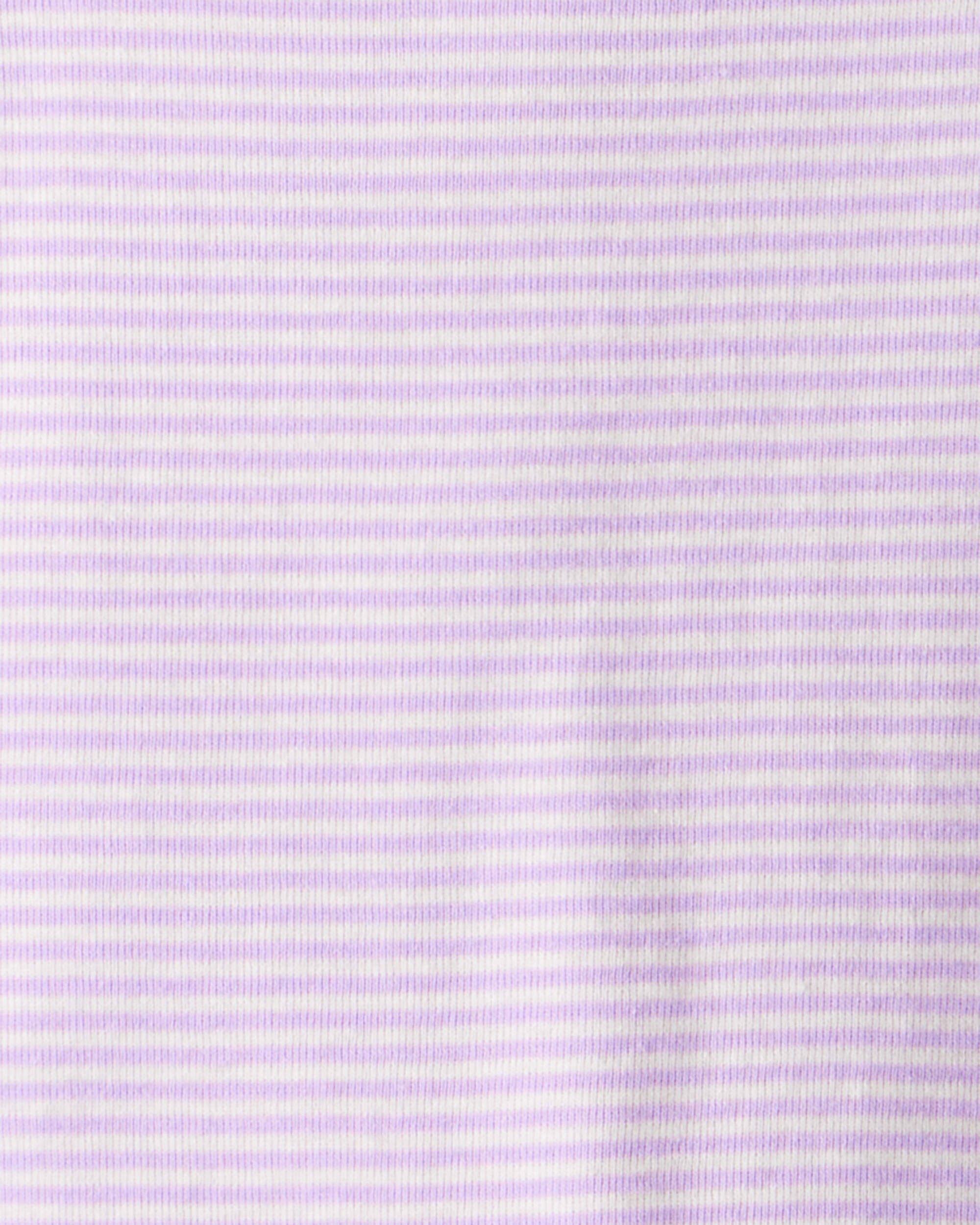 Baby Girl Space Star Print 100% Cotton Long-Sleeve Snug Fit 4-Piece Pajamas - White/Purple