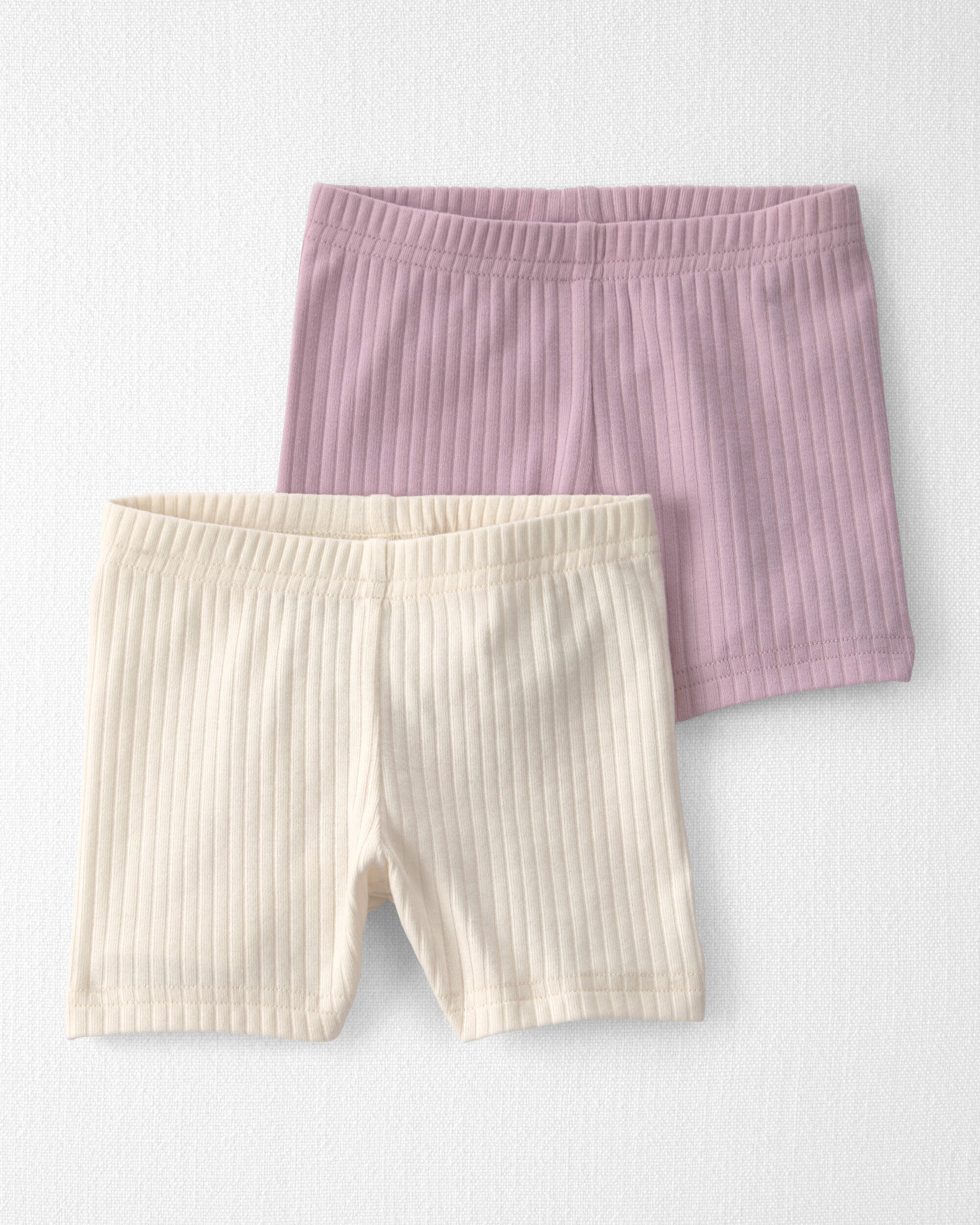 Little Planet Baby Girl 2-Pack Organic Cotton Ribbed Pedal Shorts 12M Lilac Cream 16$