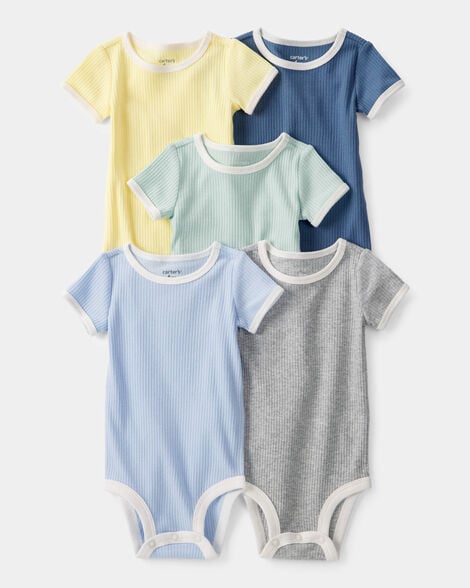 baby 5-pack multipack bodysuits - blue/yellow/green