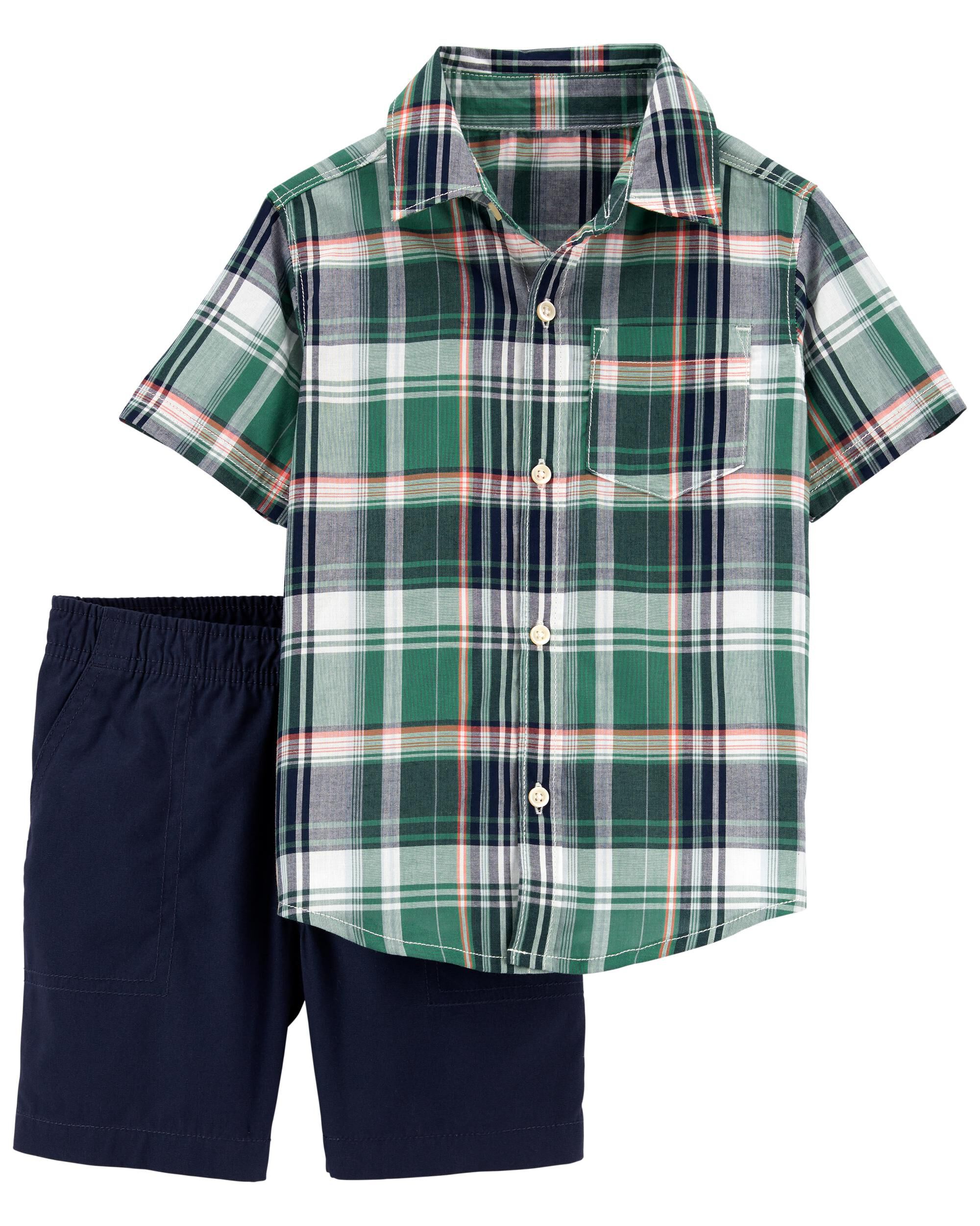 Plaid Button-Front Shirt 