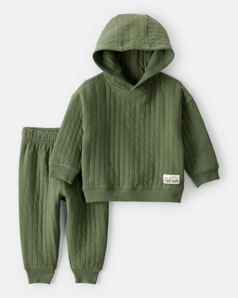 baby boy 2-piece hooded tee & pant set - olive