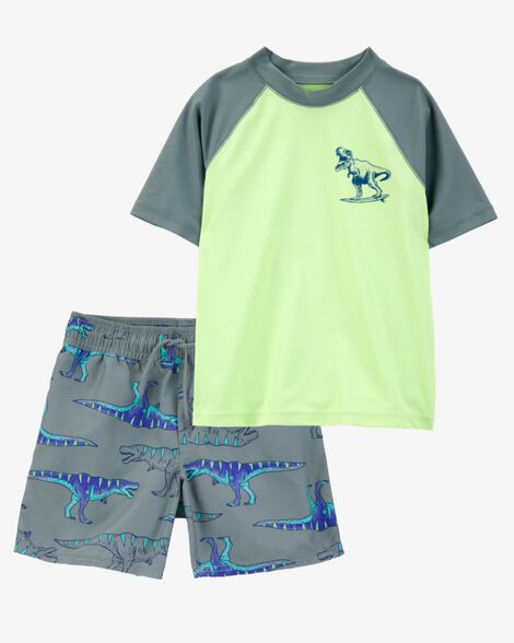  Product image 1 of Kid 2-Piece Dinosaur Rashguard & Swim Trunk Set