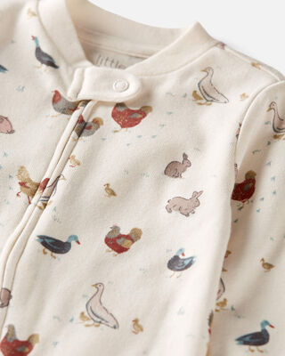 Product image 2 of Baby Organic Cotton Sleep & Play Pajamas in Farm Friends Print