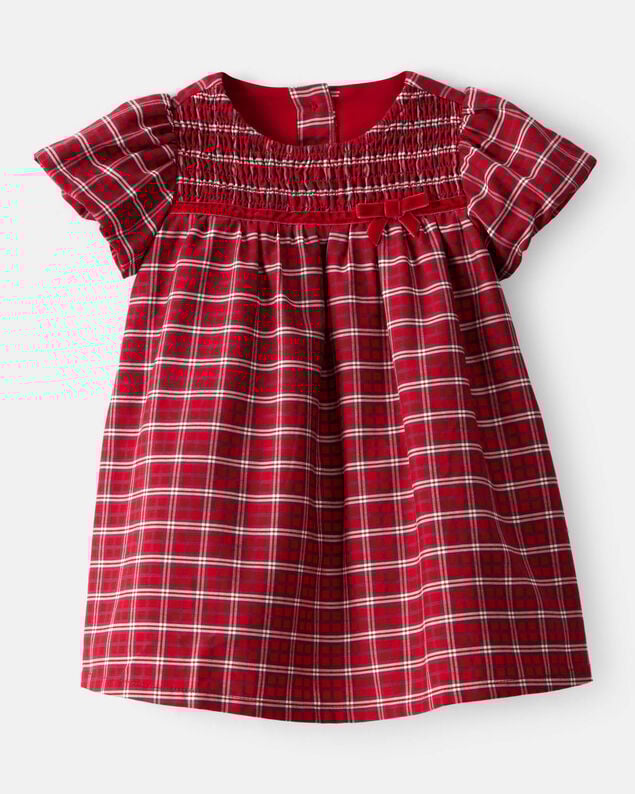 Product image 1 of Baby Girl Special Occasion Plaid Print Short-Sleeve Dress - Red
