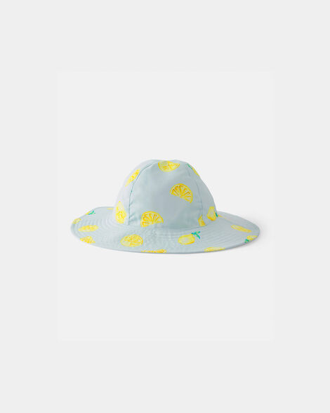 toddler girl reversible lemon swim hat - blue