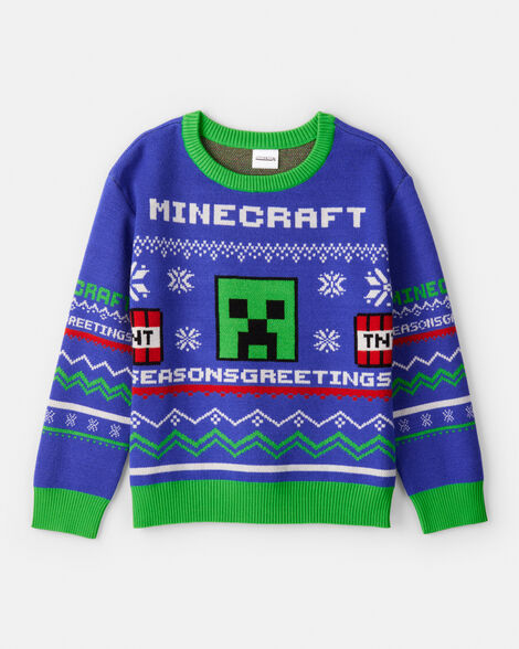 boys minecraft® long-sleeve sweater - blue/green