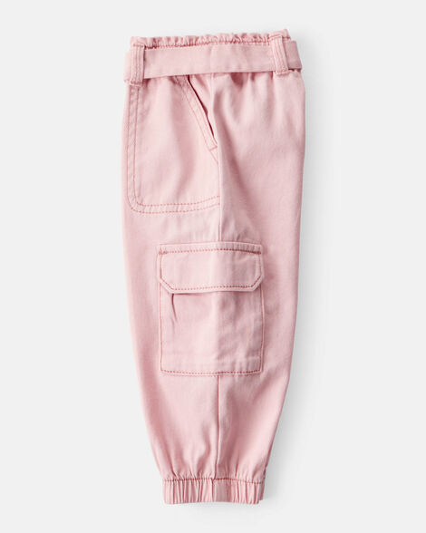  Product image 3 of Baby Girl Cotton Cargo Joggers - Pink