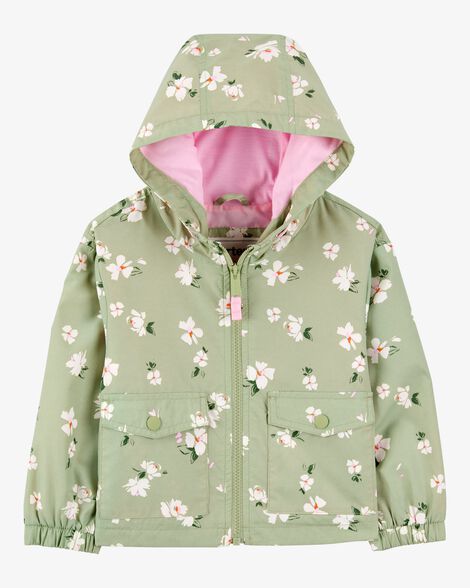  Product image 1 of Toddler Floral Print Windbreaker Jacket - Olive