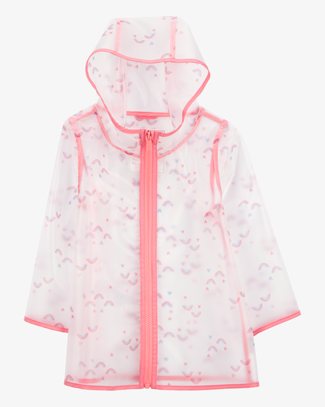 baby girl rainbow translucent rain jacket - pink