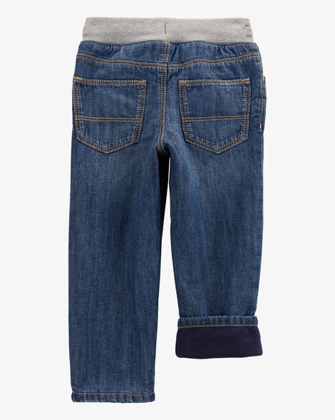  Product image 5 of Toddler Drawstring Fleece-Lined Jeans  - Dark Blue