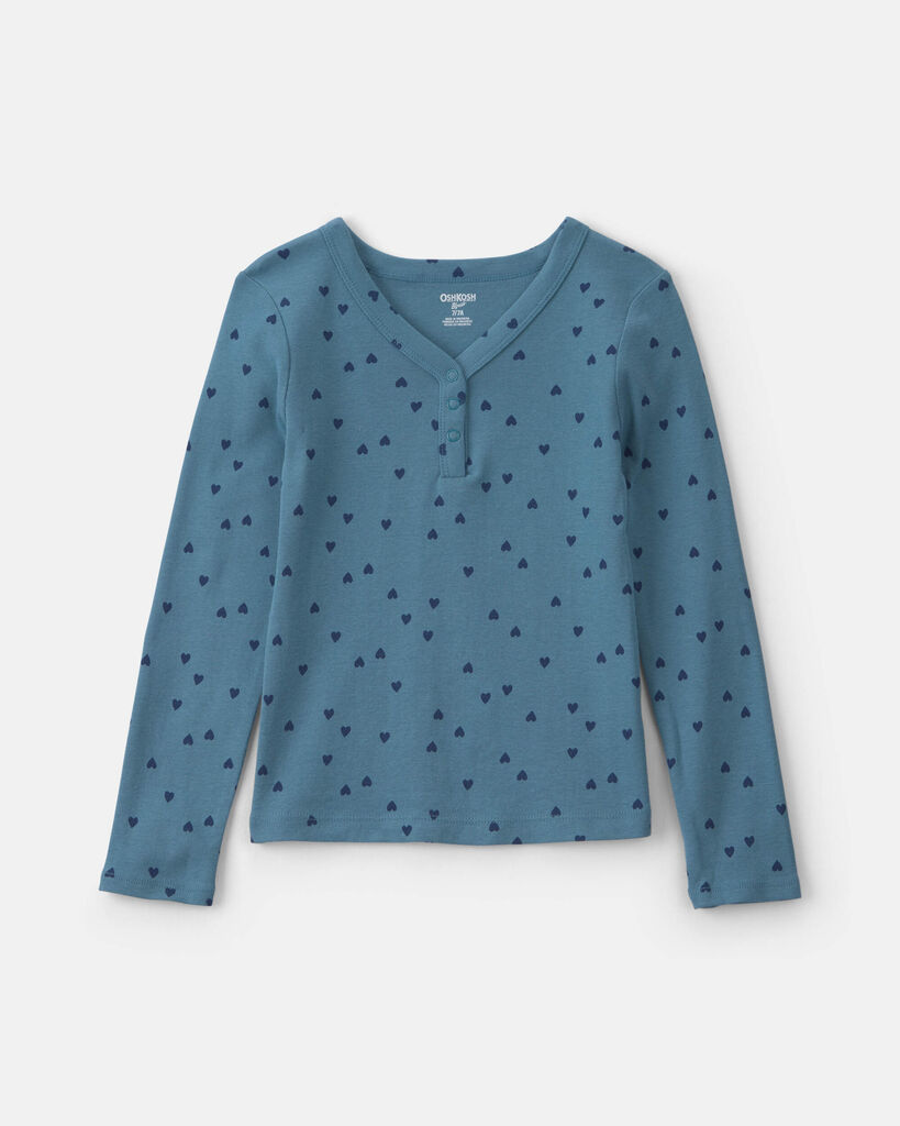 OshKosh B'gosh Girls Heart Long-Sleeve Rib Top 10 Blue