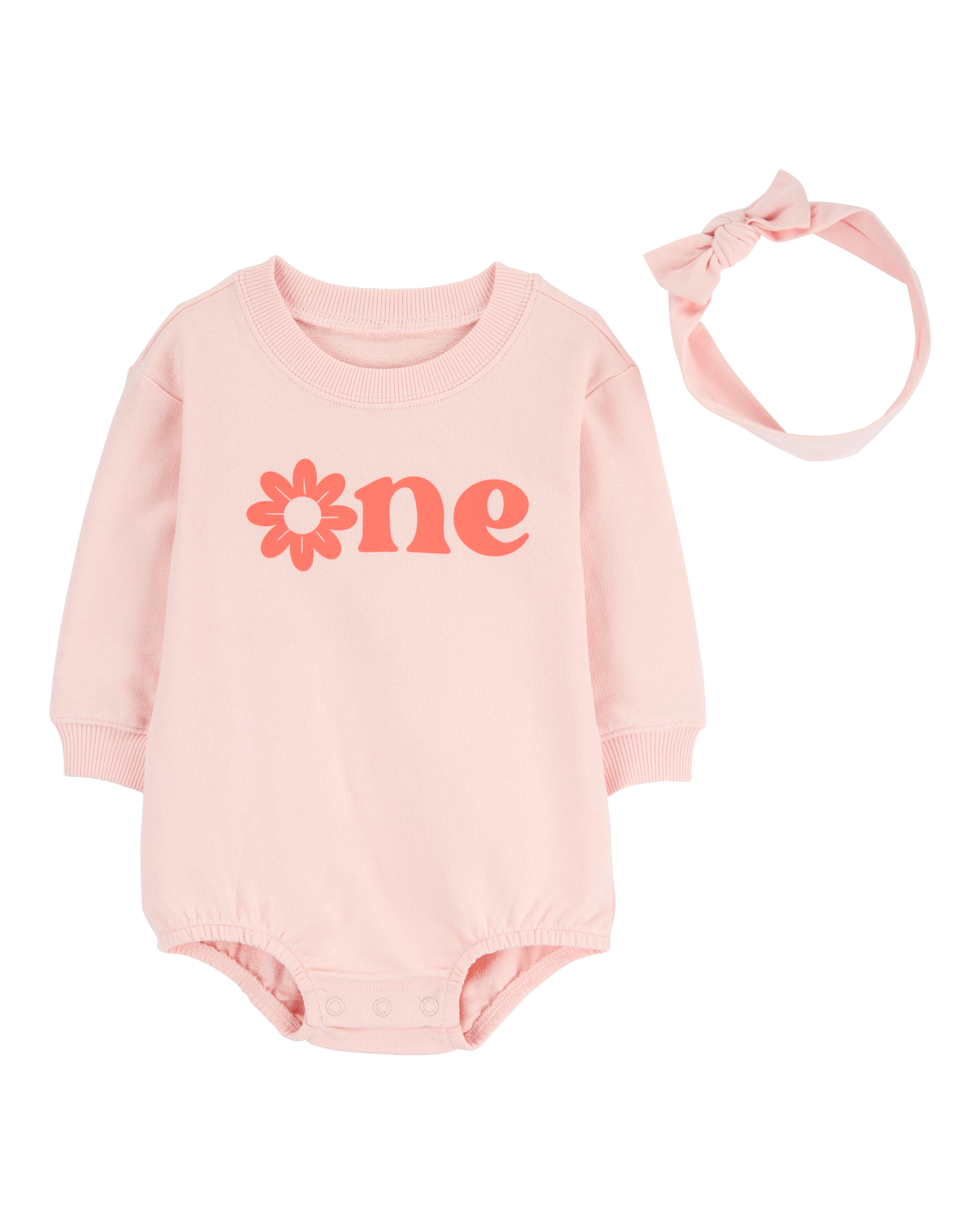 Baby Girl 2-Piece Birthday Bubble & Headwrap Set - Pink