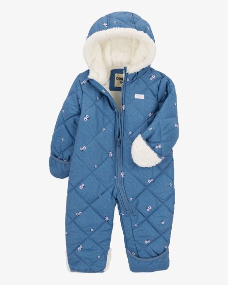 Jacket Carters Baby Girl Snowsuit Baby Floral Print Sherpa-Lined