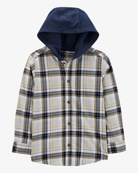  Product image 2 of Kid Plaid Hooded Button-Down Shirt