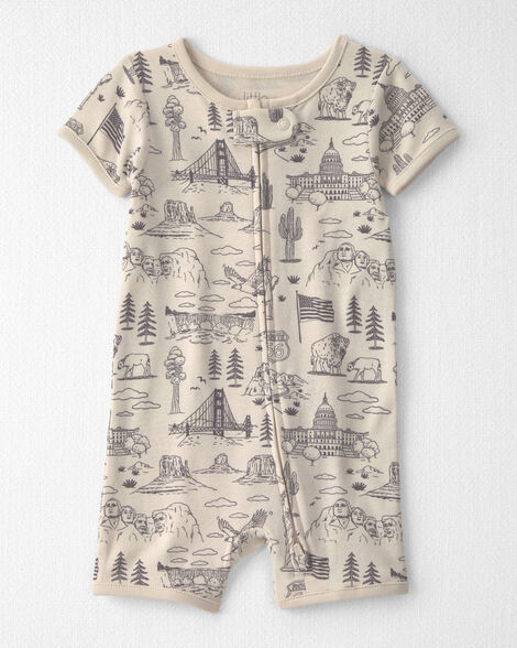 Baby Organic Cotton 1-Piece Pajama in Stars Stripes and Sights