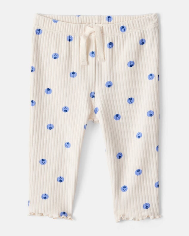 Product image 1 of Baby Girl Blueberry Print Cotton Pull-On Pants - Ivory