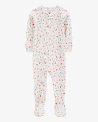 Product image 1 of Baby Floral Print Snug Fit Cotton Footie 1-Piece Pajamas