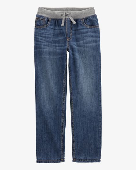  Product image 1 of Kid Drawstring Pull-On Jeans - Dark Blue