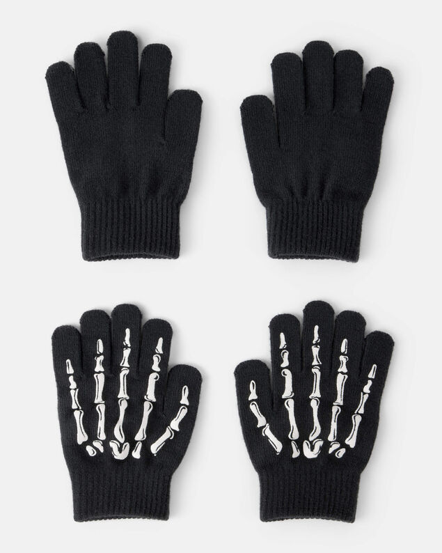 Product image 1 of Boys 2-Pack Skeleton Gloves - Black