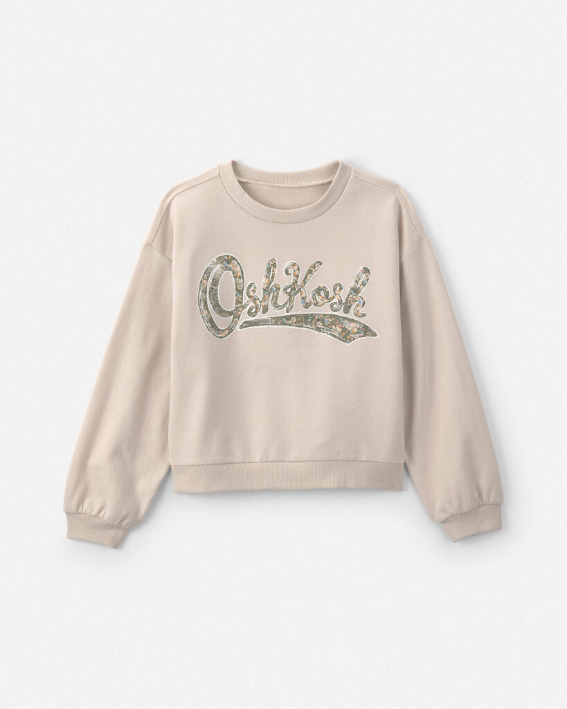 OshKosh B'gosh Girls 'Oshkosh' Logo Pullover Sweatshirt 10 Cream