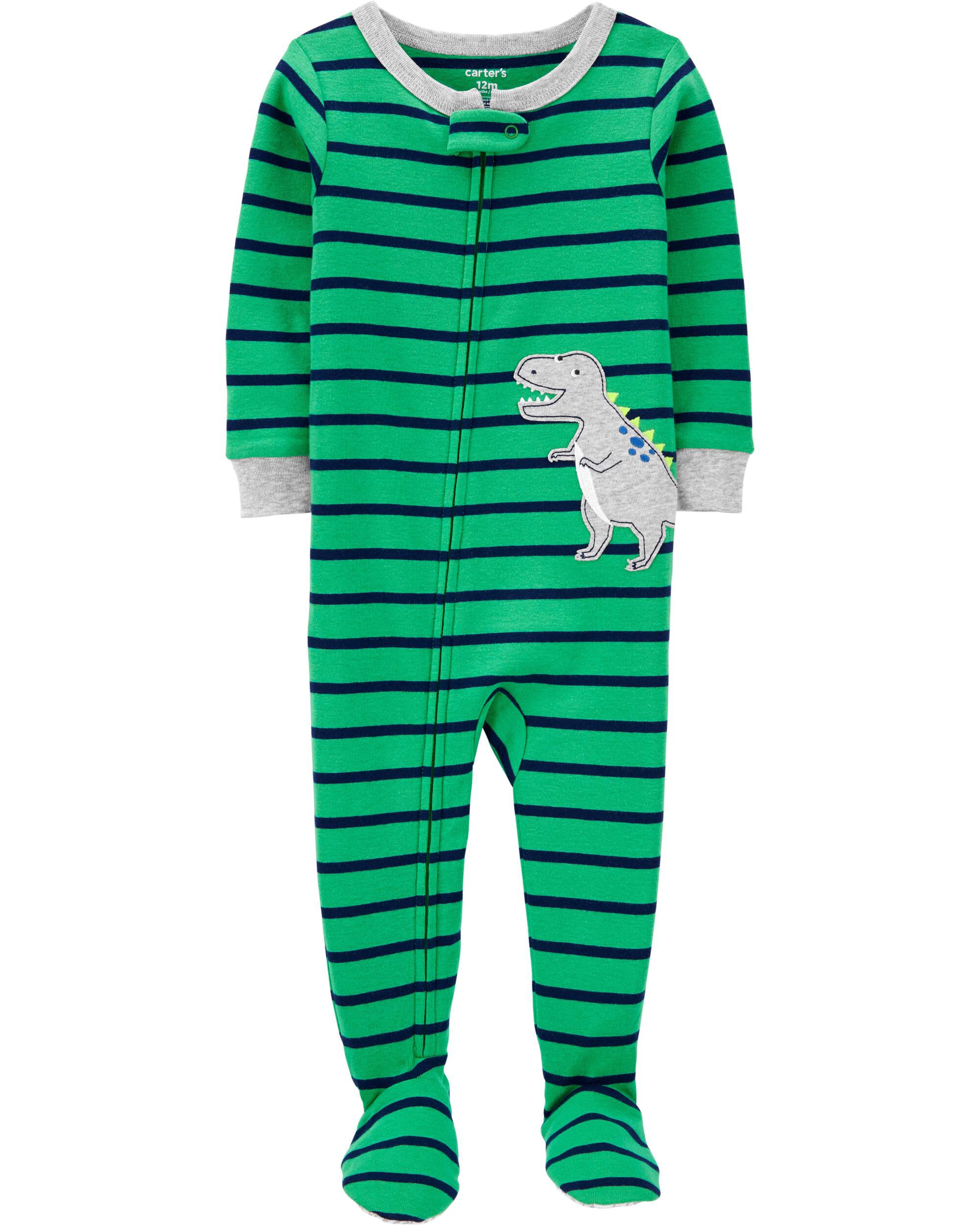 carter's dinosaur footed pajamas