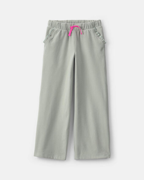 girls ribbed pull-on pants - green