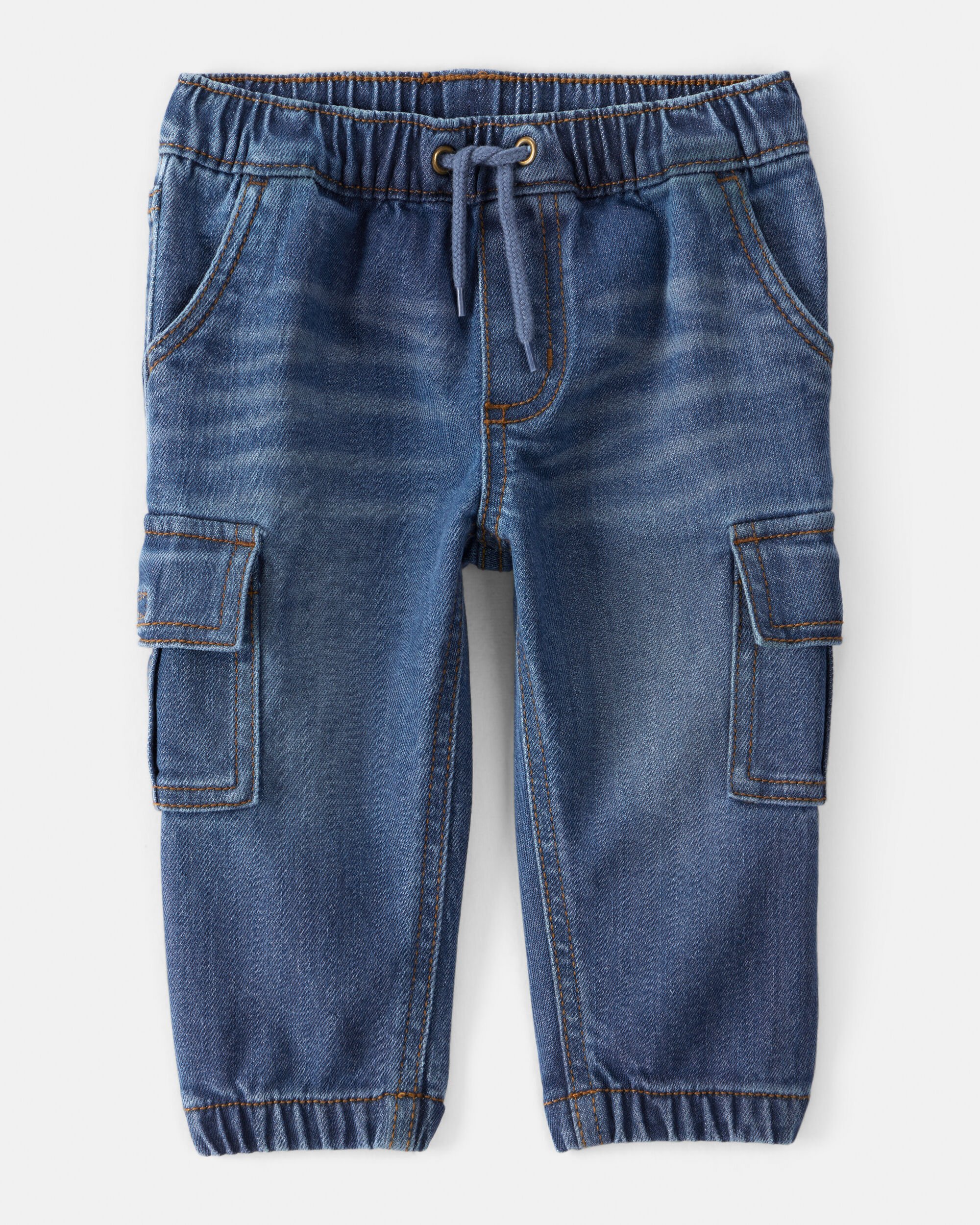 Baby Boy Denim Cargo Joggers - Blue