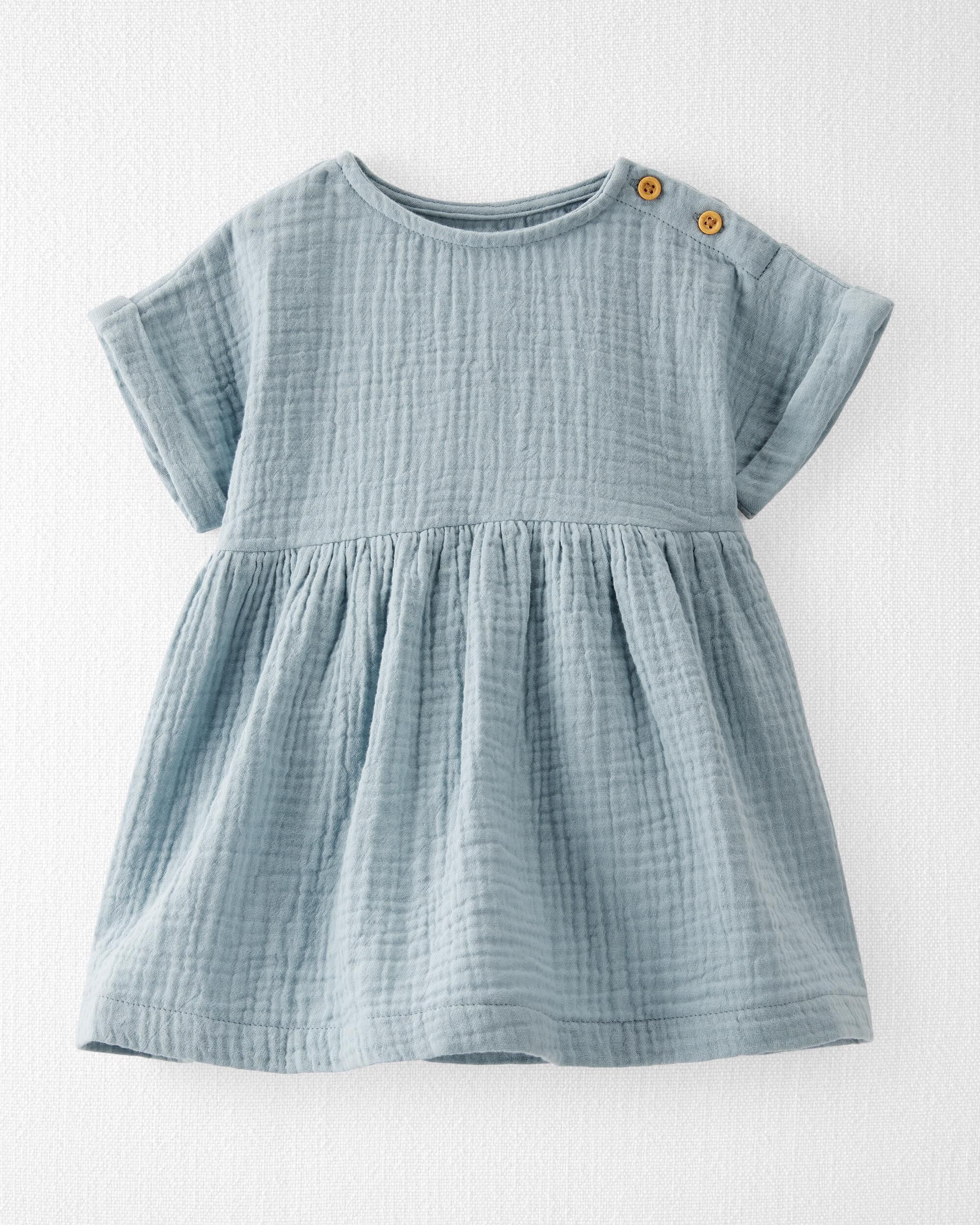 Toddler Organic Cotton Gauze Dress in Blue - Little Planet | Carter's