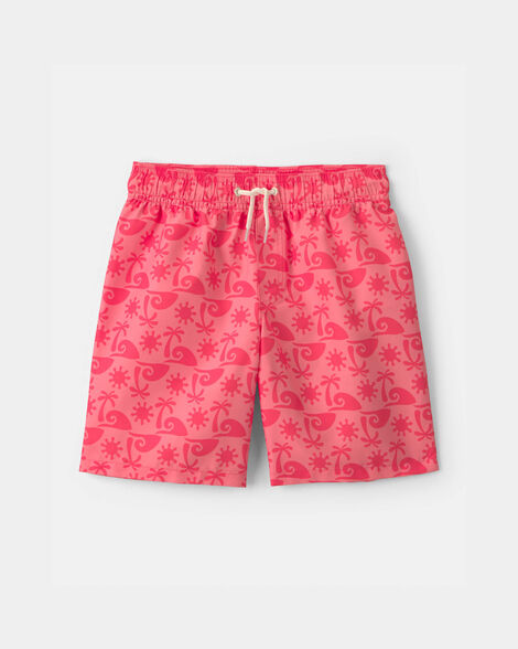 boys tropical swim trunks - red