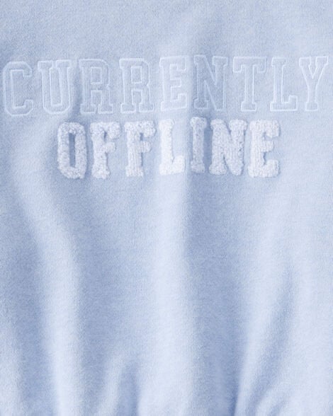 Kid Oversized "Currently Offline" Graphic Sweatshirt - Blue