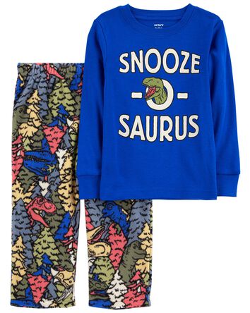 Toddler 2-Piece Dinosaur Cotton & Fleece PJs, 