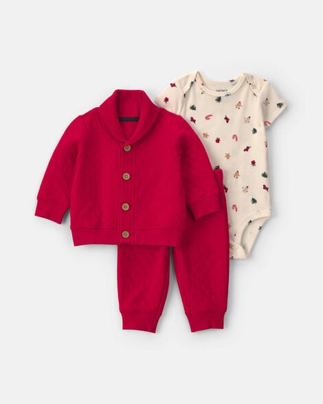baby boy 3-piece dog layering set - red