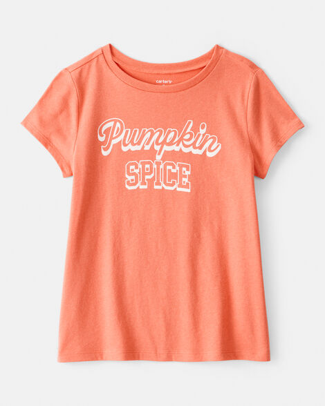 girls pumpkin spice short-sleeve graphic tee - orange