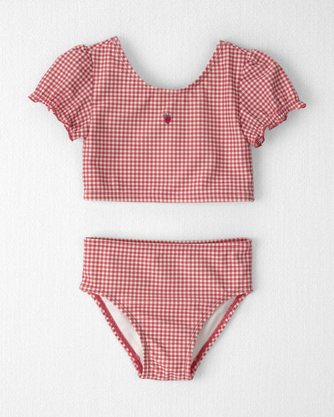 Toddler Girl 2-Piece Recycled Tankini Set in Red Gingham