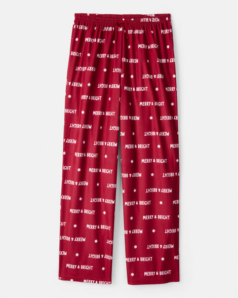 adult merry & bright christmas loose fit pajama bottoms - red