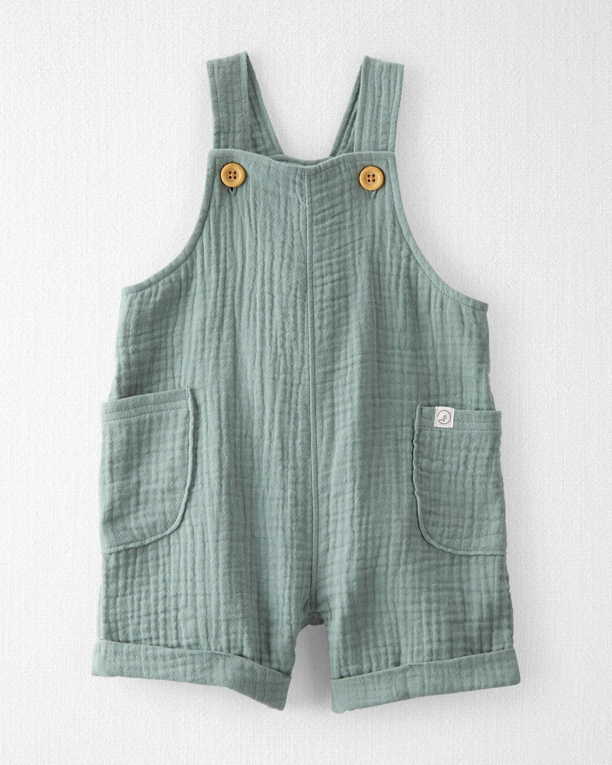 Little Planet Baby Organic Cotton Gauze Shortalls in Green 12M Spring Moss 22$