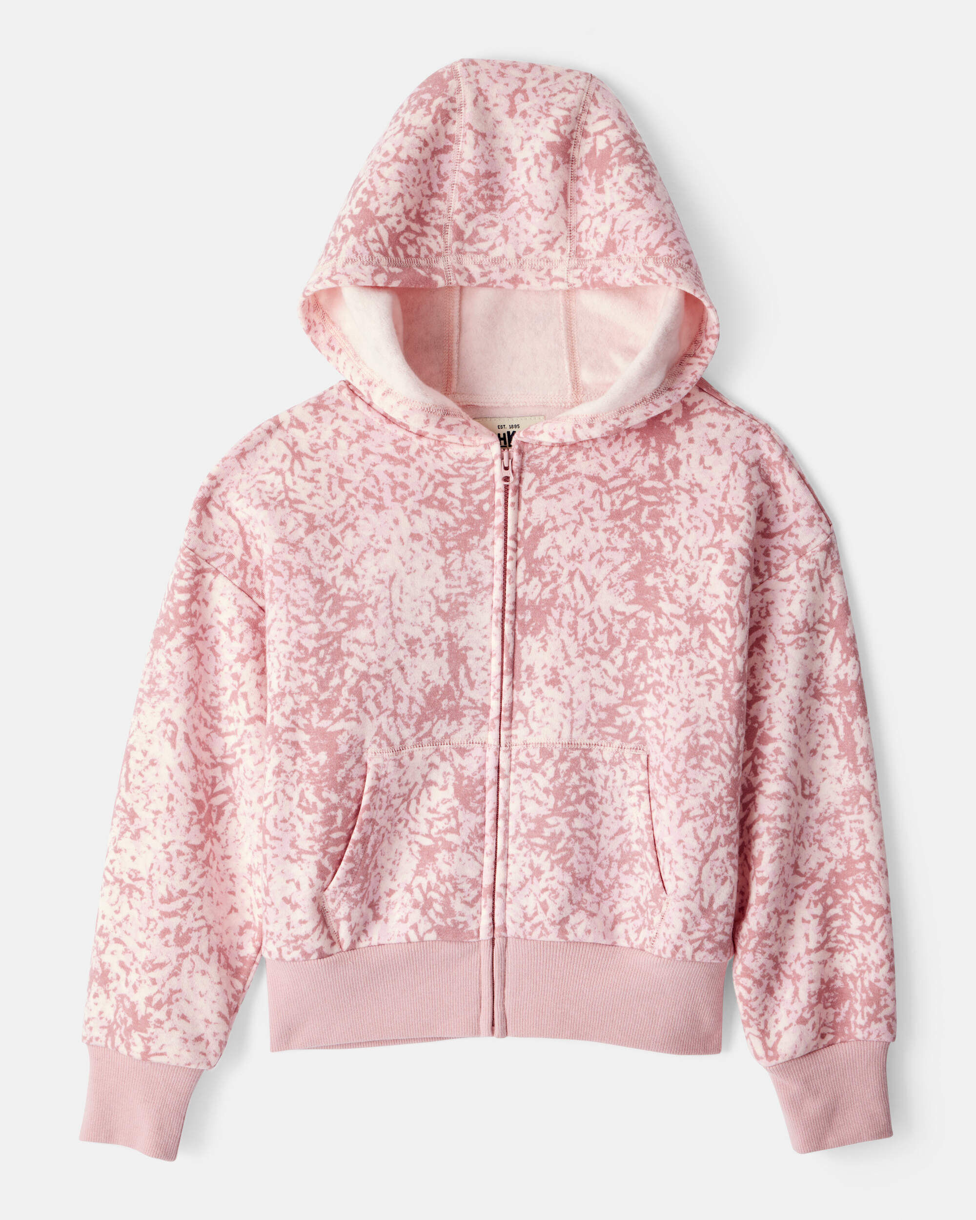 Girls Floral Print DayDream Fleece Hooded Zip-Up Jacket - Pink