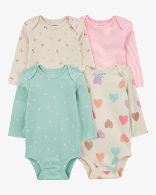 Product image 1 of Baby 4-Pack Long-Sleeve Cotton Bodysuits
