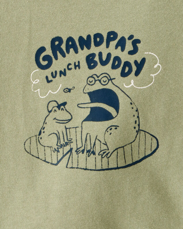 Product image 2 of Baby Boy Grandpa's Lunch Buddy Frog Cotton Long-Sleeve Graphic Bodysuit - Green