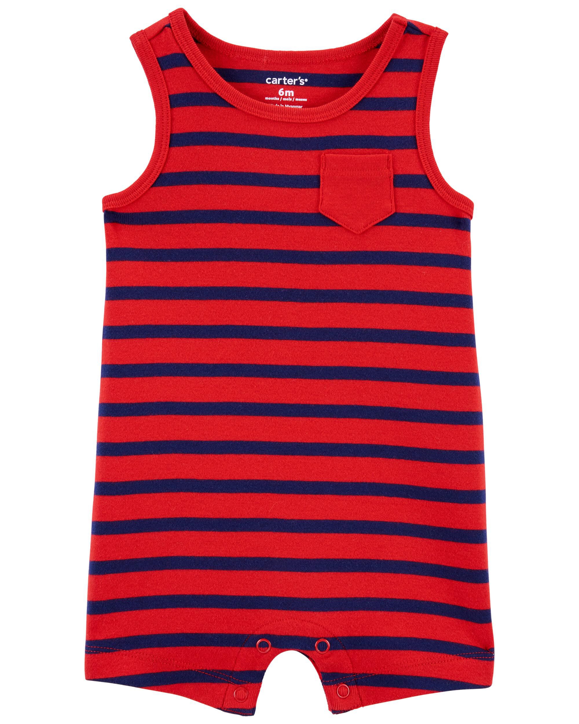 red sleeveless romper