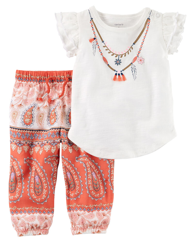 2 Piece Tassel Tank Poplin Jogger Set Carters Com