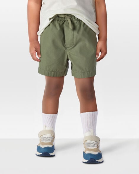 Toddler Pull-On Cotton Shorts - Olive