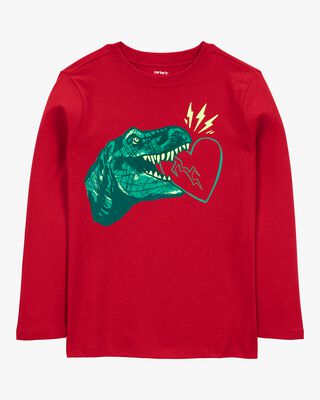 Product image 1 of Kid Valentine's Day Dinosaur Long-Sleeve Tee - Red