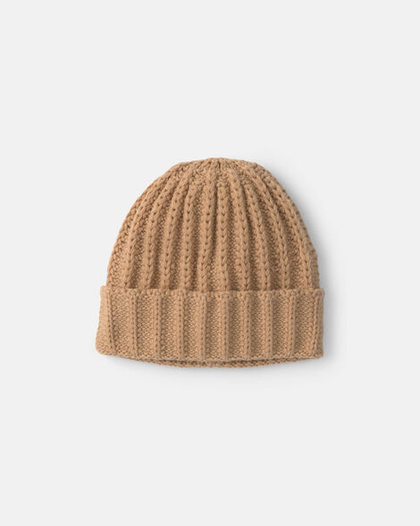 toddler boy ribbed beanie - brown