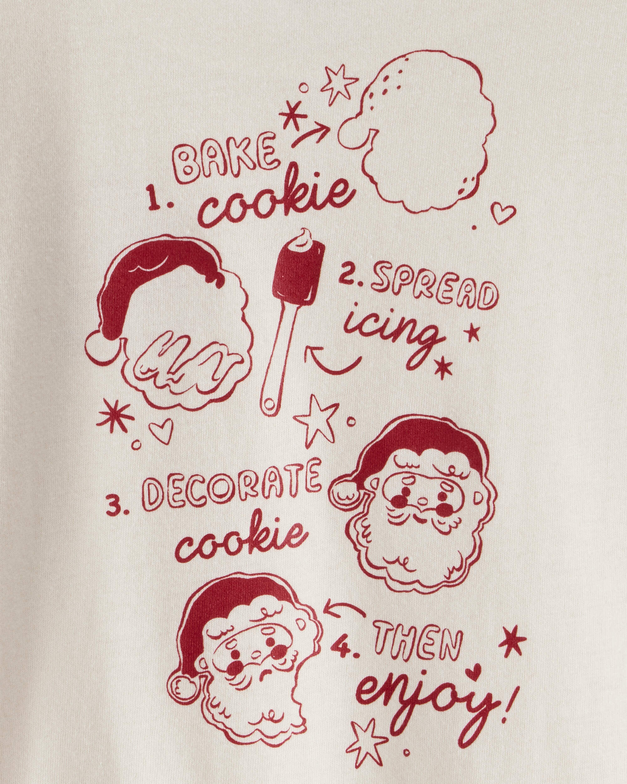 Toddler Girl Christmas Santa Cookie Crew Long-Sleeve Graphic Tee - Cream