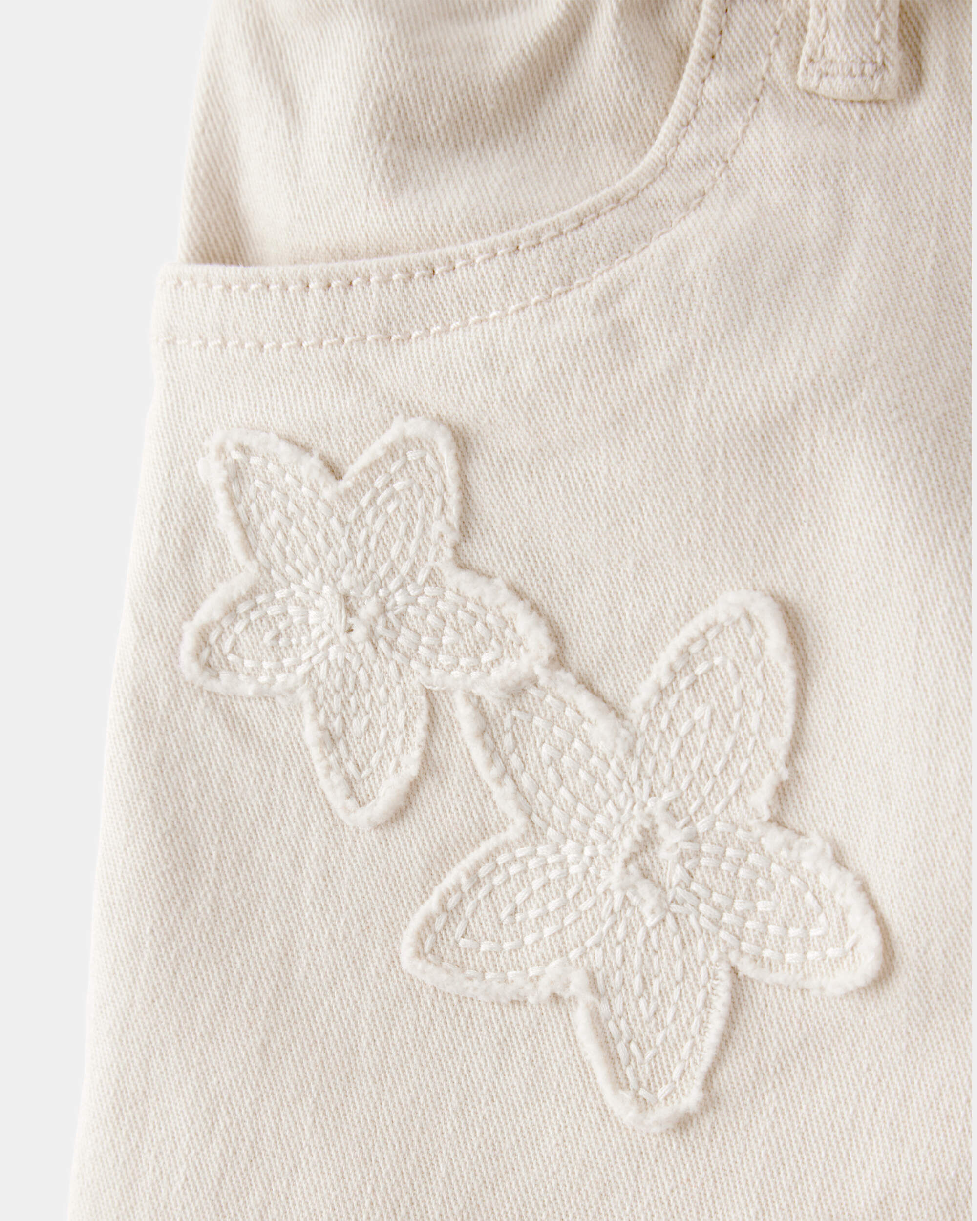 【SATIIIZ】Carter's embroidered denim pants Kid Baggy Butterfly Embroidered Jeans - Breeze Wash