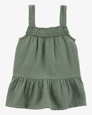 Product image 2 of Baby Gauze Crotchet Knit Tank - Olive