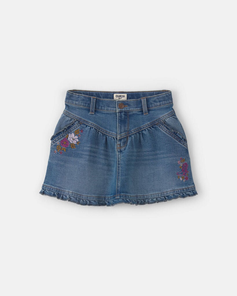 OshKosh B'gosh Girls Floral Denim Skirt - Light Wash 10 Light Wash