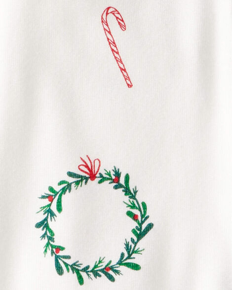 Product image 4 of Baby Wreath Print PurelySoft Long-Sleeve Sleep & Play Pajamas - Ivory