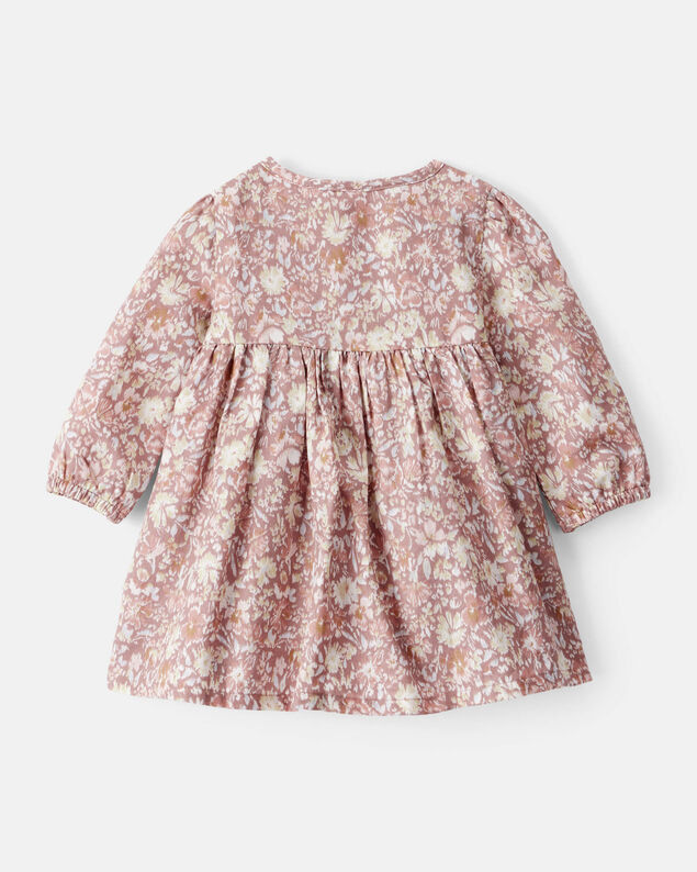 Product image 2 of Baby Girl Floral Cotton Long-Sleeve Dress - Pink